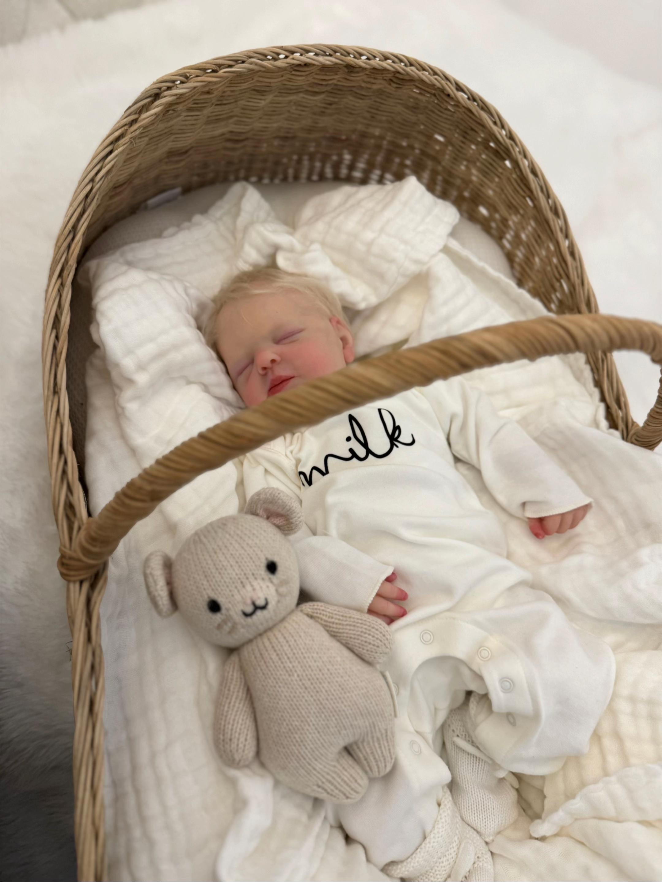 Baby Flyn – 18.5" Full Body Silicone Realistic Sleeping Reborn Baby Boy Doll (Hand Rooted Blonde Hair)