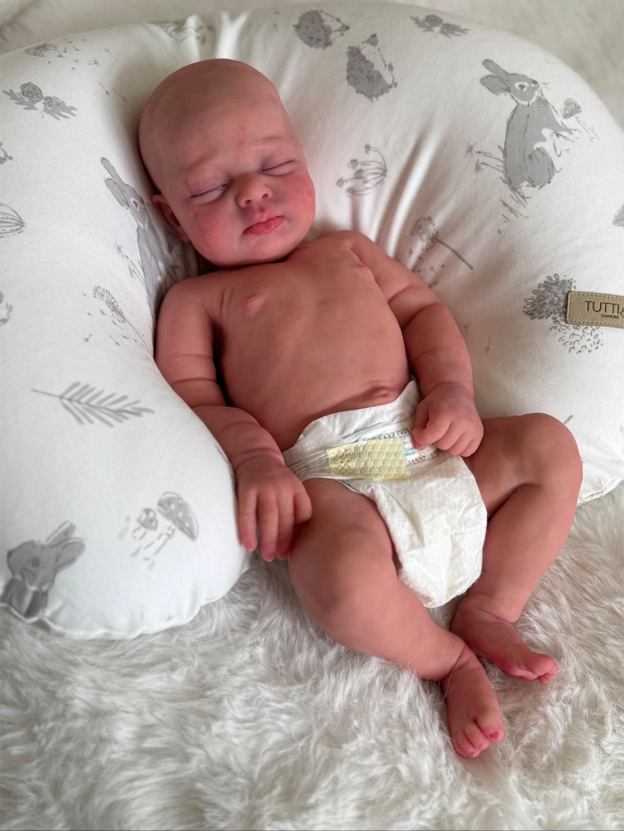 Baby Asher – 18.6" Full Body Silicone Realistic Newborn Baby Girl Doll (Sleeping & Bald)
