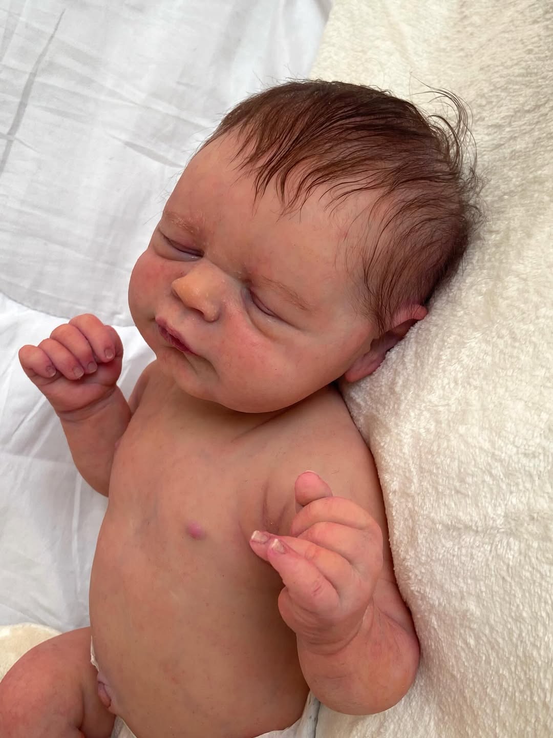 Baby Leo – 18.3" Full Body Silicone Limited Edition Reborn Boy Doll, Realistic Sleeping Doll (Hand-Rooted Mohair)