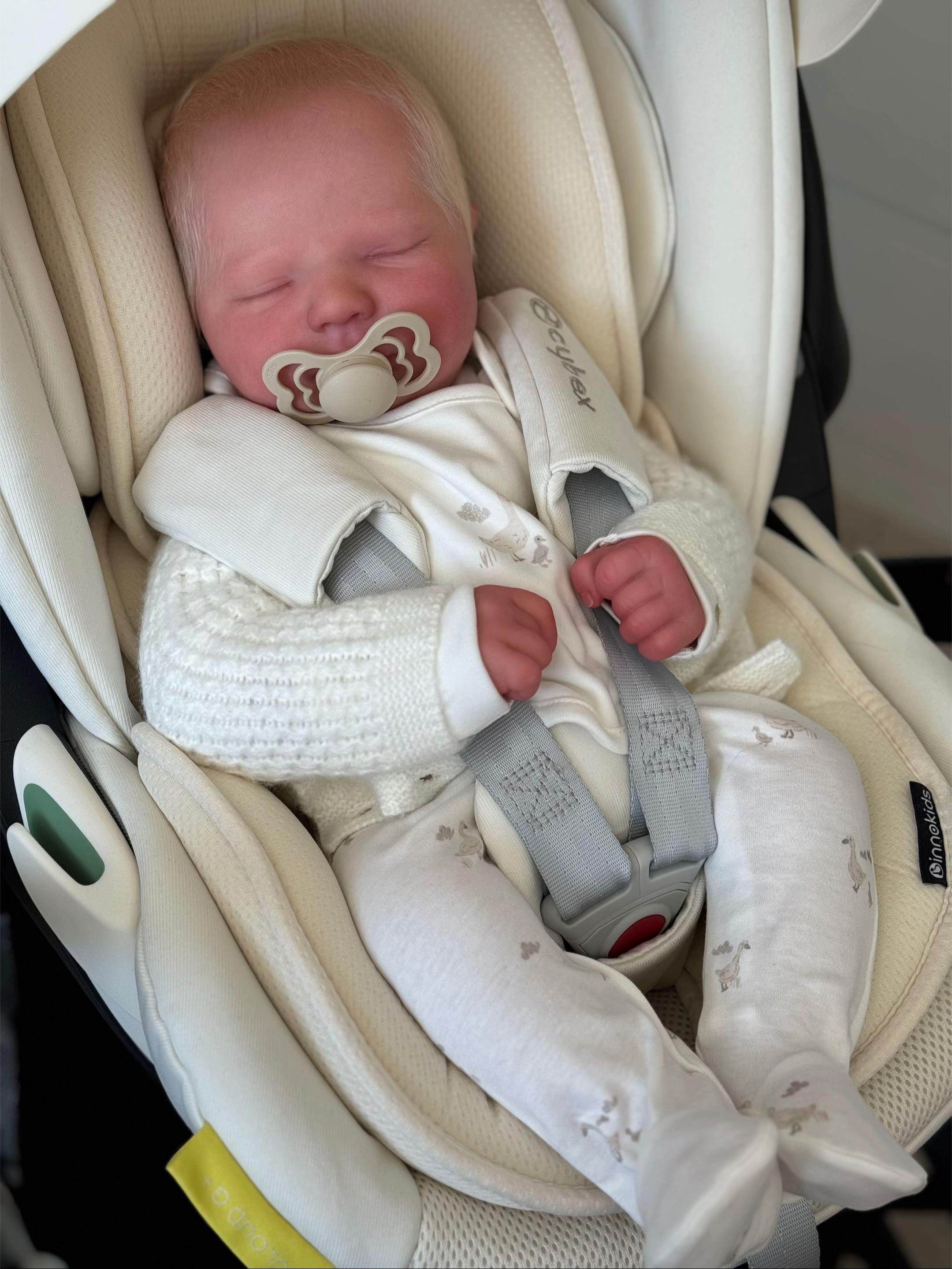 Baby Teddy – 18.6" Full Body Silicone Baby Boy Reborn Doll, Realistic Sleeping Doll (Hand-Rooted Blonde Hair)