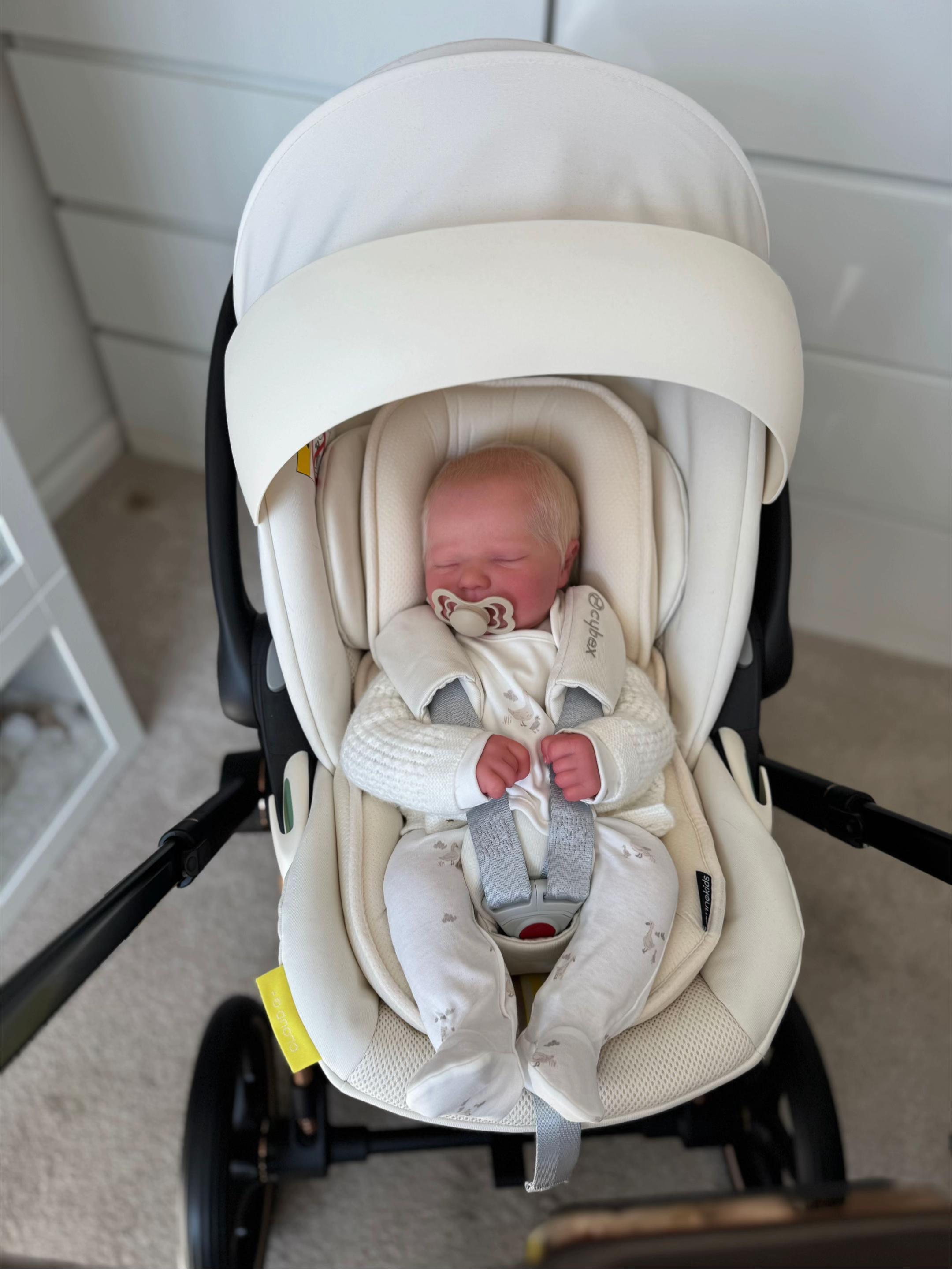 Baby Teddy – 18.6" Full Body Silicone Baby Boy Reborn Doll, Realistic Sleeping Doll (Hand-Rooted Blonde Hair)