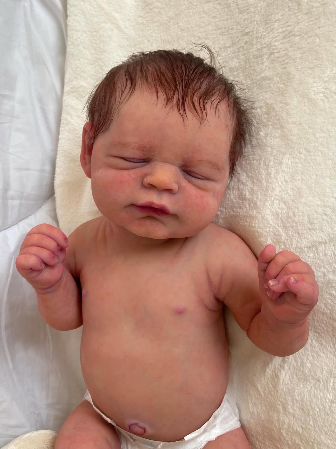Baby Leo – 18.3" Full Body Silicone Limited Edition Reborn Boy Doll, Realistic Sleeping Doll (Hand-Rooted Mohair)