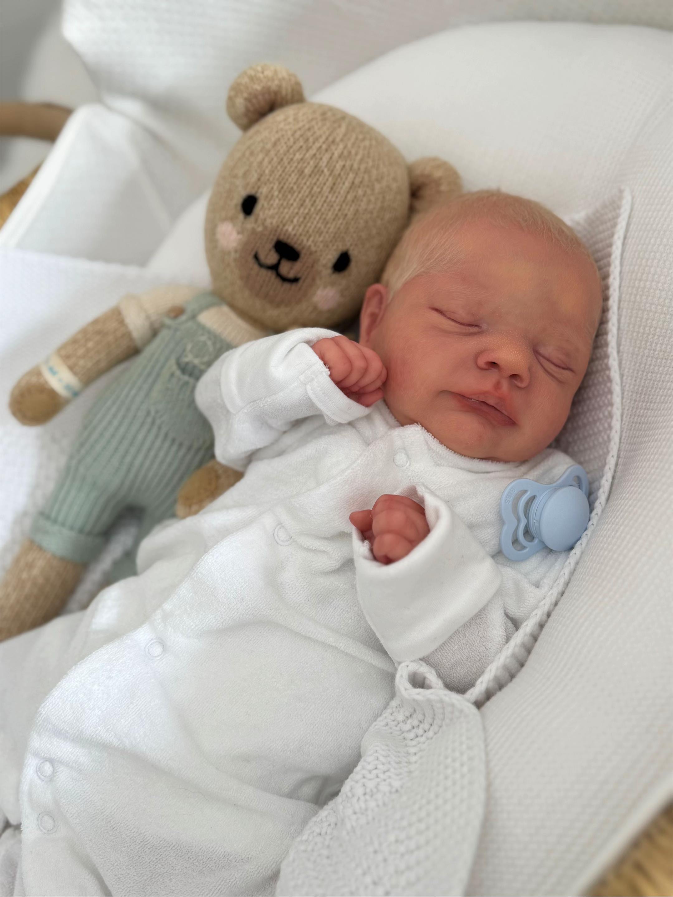 Baby Milo – 16.2" Full Body Silicone Sleeping Realistic Newborn Baby Boy Doll (Hand Rooted Blonde Hair)